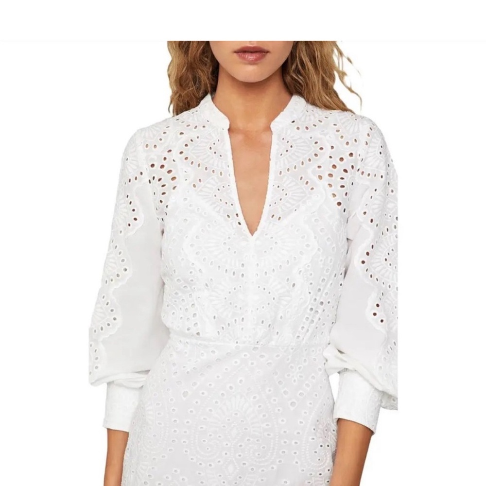 White Eyelet Long Sleeve Dress